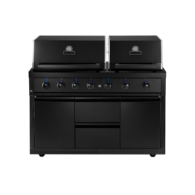 Черная двойная вытяжка из нержавеющей стали 6-конфорочная кухня для барбекю ЦБУ-601(B)(ЦТ)-T