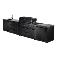 6バーナーブラックステンレススチールシングルフードモジュラーキッチンCBU
