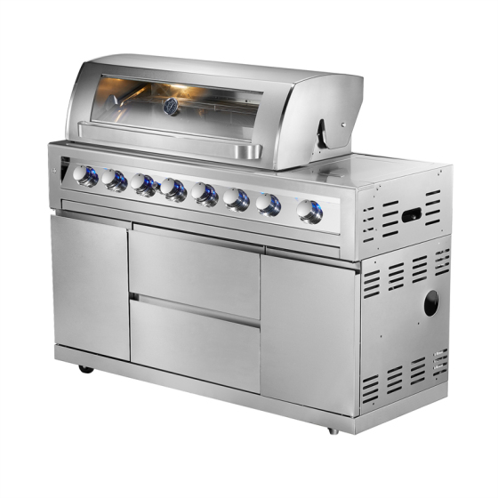 6 burner gas grill with glass viewing windows CBM