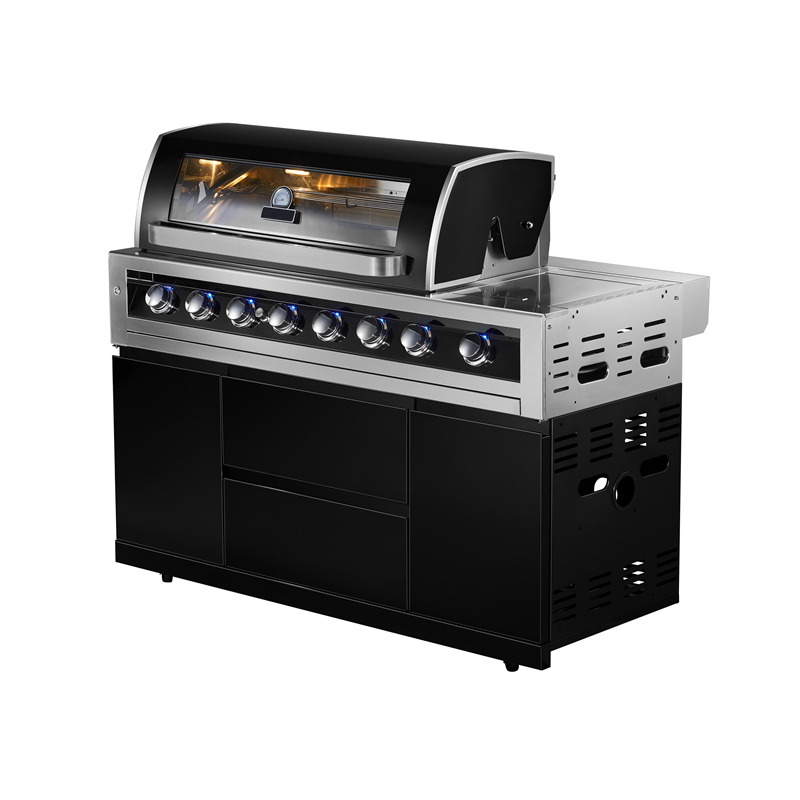 6 brænder sort rustfrit stål enkelt emhætte Modulært køkken CBM