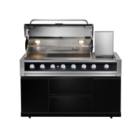 6 brænder sort rustfrit stål enkelt emhætte Modulært køkken CBM