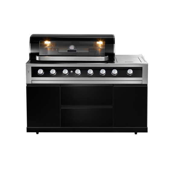 6 Pits Zwart RVS enkele afzuigkap Modulaire Keuken CBM