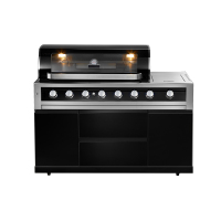 6 brænder sort rustfrit stål enkelt emhætte Modulært køkken CBM