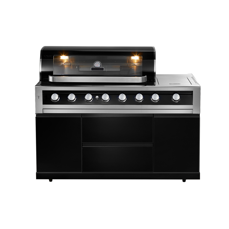 6 brænder sort rustfrit stål enkelt emhætte Modulært køkken CBM