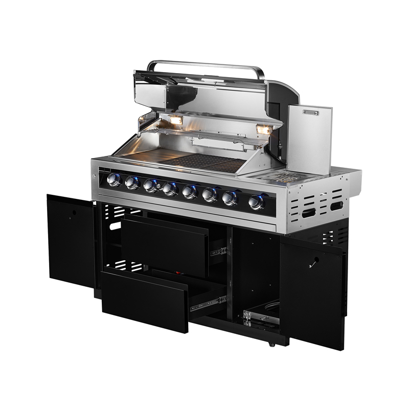 6 brænder sort rustfrit stål enkelt emhætte Modulært køkken CBM