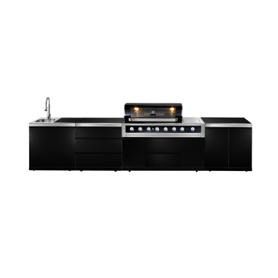 Черная модульная кухня с 6 конфорками МУП