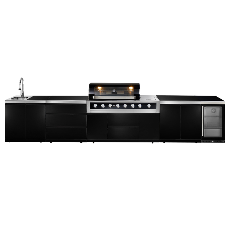 6 pits zwarte roestvrijstalen grill modulaire keuken CBM