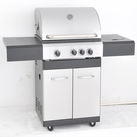 3 Brander poedercoating & RVS Vrijstaande BBQ inclusief 1 zijbrander CBD-310BCB