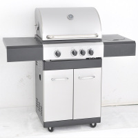 3 バーナー粉体塗装 &アンプ; ステンレス製自立型 バーベキュー (サイド バーナー 1 個付き) CBD-310BCB