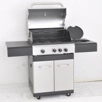 3 バーナー粉体塗装 &アンプ; ステンレス製自立型 バーベキュー (サイド バーナー 1 個付き) CBD-310BCB