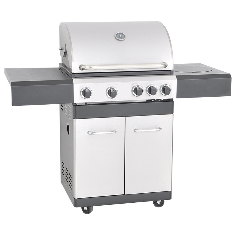 4-Flammen-Gasgrill aus Edelstahl mit Seitenbrenner CBD-411BCB
