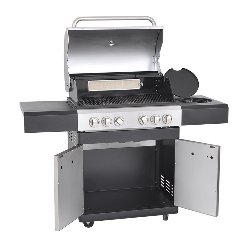 4-Flammen-Gasgrill aus Edelstahl mit Seitenbrenner CBD-411BCB