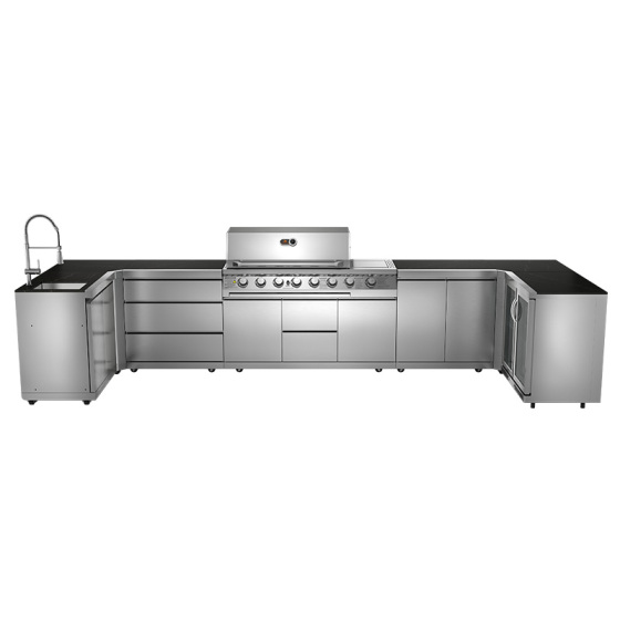 Vrijstaande U-vorm volledig roestvrij buitenkeuken CB6&CB4