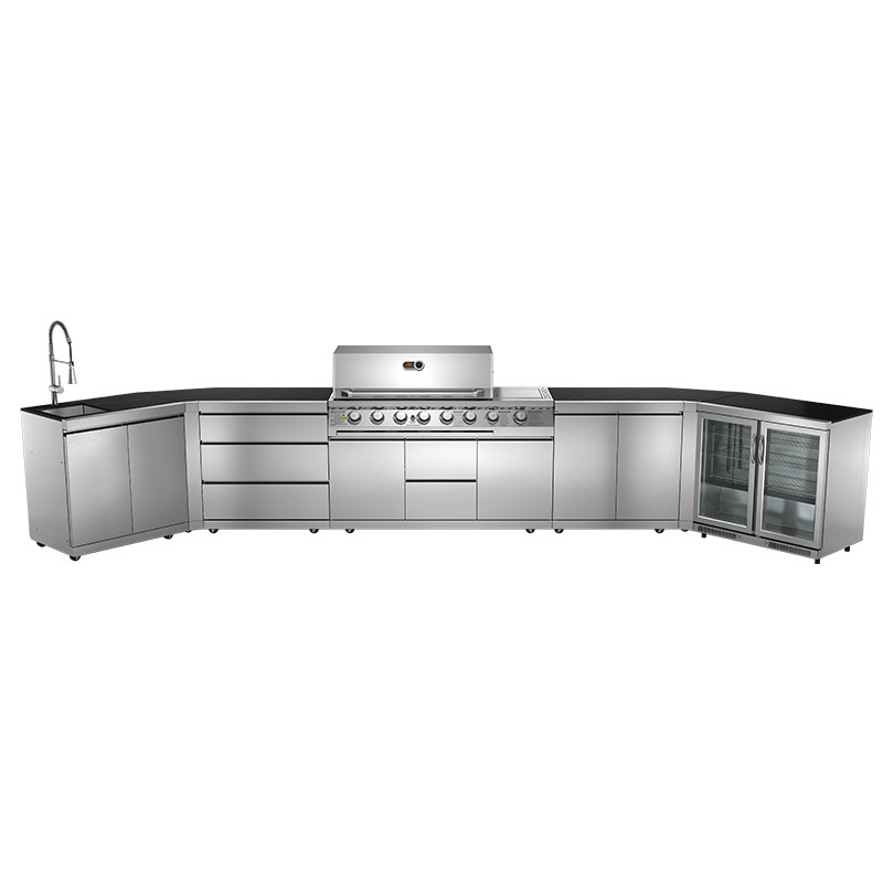 Cuisine extérieure entièrement inoxydable en forme de U sur pied CB6 et CB4