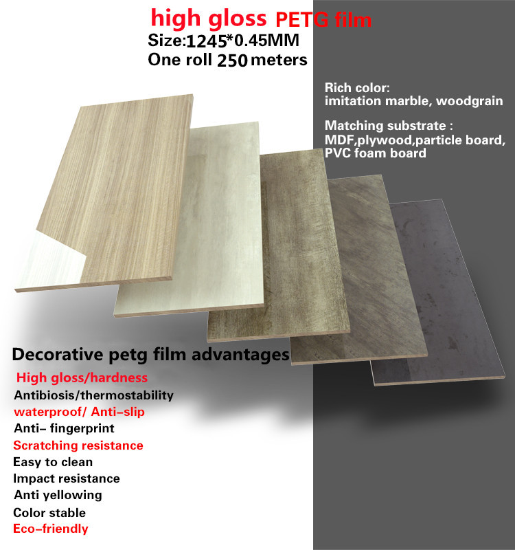 Película PETG decorativa de tablero fácil de limpiar con efecto espejo