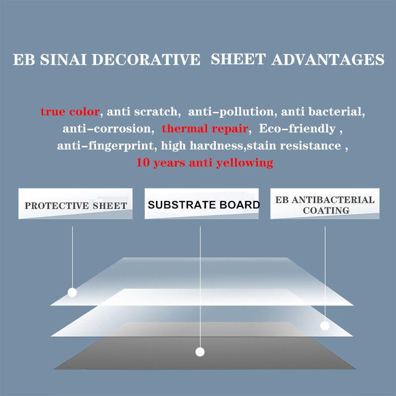 Placa laminada de papel EB de 4X 8 FT de cor estável e fácil de limpar