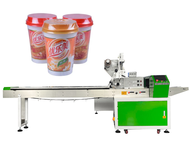 instant milk tea instant coffee powder cups shrink wrapping packing machine