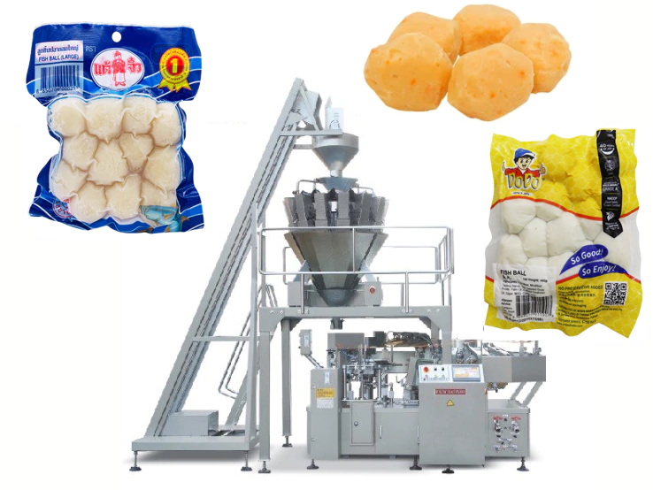 automatic frozen food vacuum doypack machine fish ball shrimp ball pouch packing machine