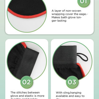 Guantes exfoliantes negros para una piel radiante