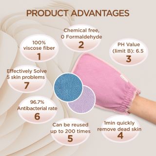 قفاز كيسا للتقشير بطبقة مزدوجة، قفاز مغربي مقشر تركي للنساء والرجال