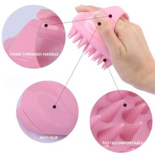 Natural Wheat Scalp Massaging Shampoo Brush Head Silicone Hair Scalp Massage Scalp Brush