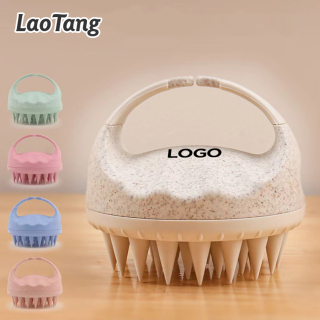 Natural Wheat Scalp Massaging Shampoo Brush Head Silicone Hair Scalp Massage Scalp Brush