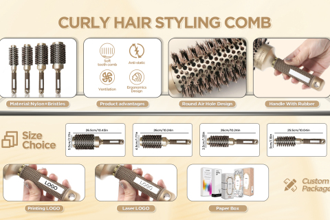 New lanuched curly round hair brush comb