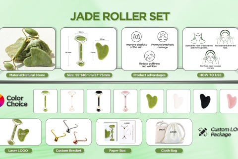 New lanuched jade roller with guasha set