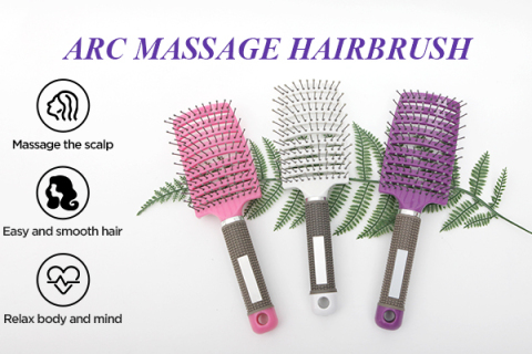 Curved vented styling detangling hair brush