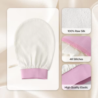 100% Pure Organic Silk Exfoliating Bath Mitt