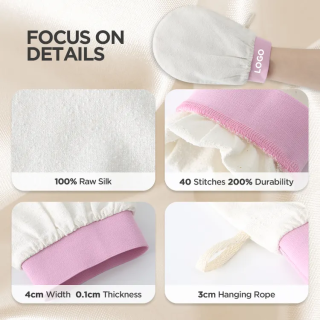 100% Pure Organic Silk Exfoliating Bath Mitt