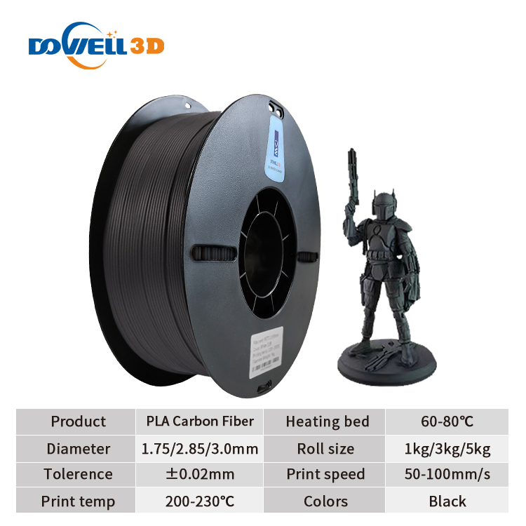Custom 3d Printer Filament PLA Carbon Fiber 3d Printer Materials Dowell PLA CF 1.75mm 2.85mm 3d Printer Plastic Rod