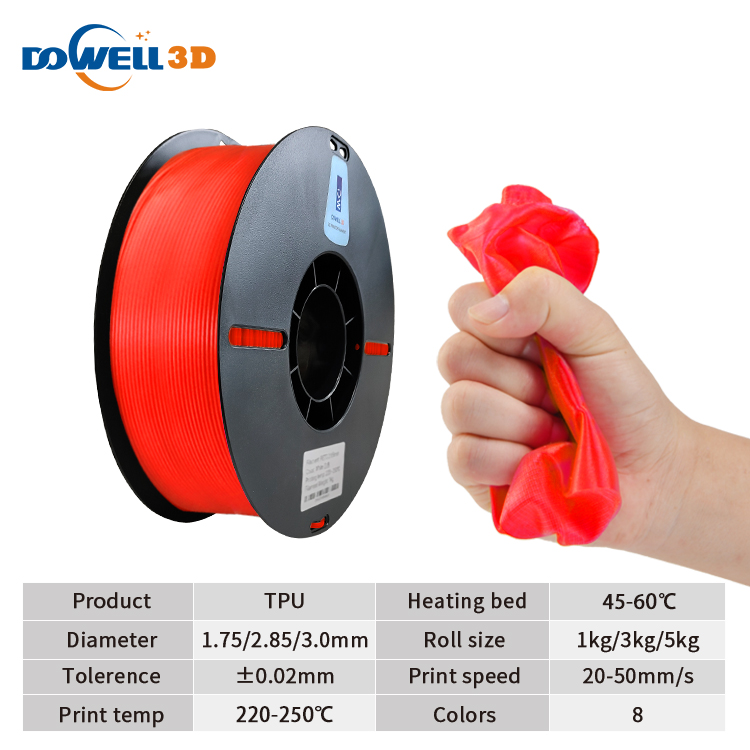 2024 New Advanced TPU red Filament 3D Printer Material 1.75mm high elasticity tpu for High-Quality 3D Print Material 3d printing