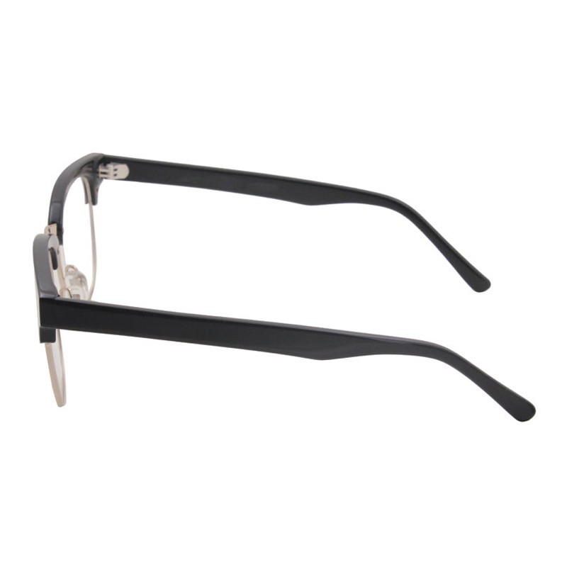 Proveedores de marco óptico de acetato hecho a mano negro brillante con borde de cuerno clásico inspirado en la vendimia