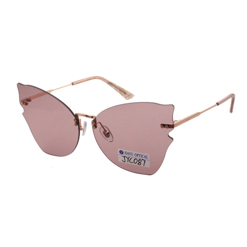 Women's Rimless Metal Cat Eye Sunglasses with 100% UV Protection