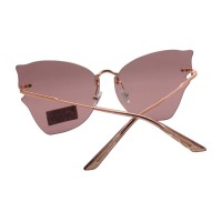 Women's Rimless Metal Cat Eye Sunglasses with 100% UV Protection