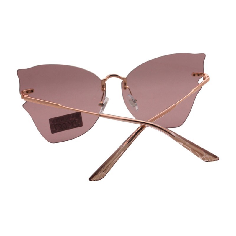 Women's Rimless Metal Cat Eye Sunglasses with 100% UV Protection
