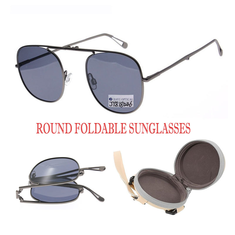 Round Foldable Sunglasses for Women Men Polarized UV 400 Protection Folding Sun Glasses
