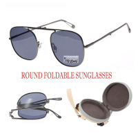 Round Foldable Sunglasses for Women Men Polarized UV 400 Protection Folding Sun Glasses