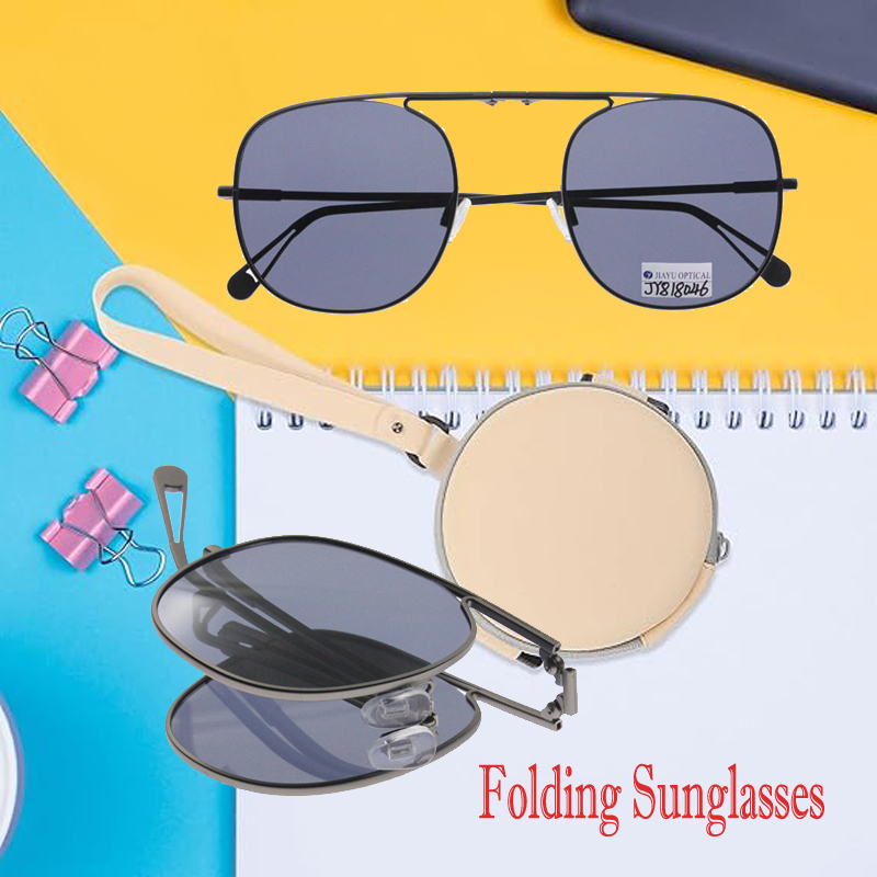 Round Foldable Sunglasses for Women Men Polarized UV 400 Protection Folding Sun Glasses