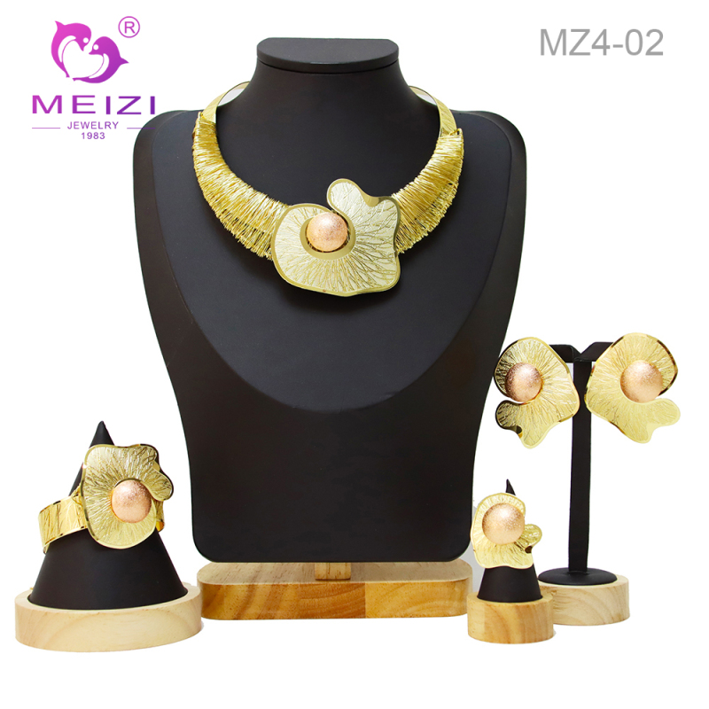 Dubai 24k Gold Necklace Jewelry Sets For Bridesmaids