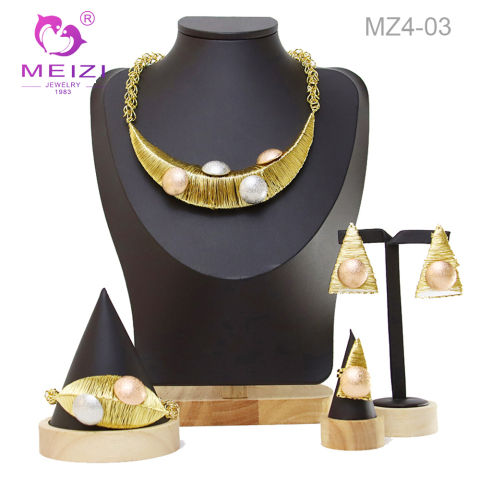 Set di gioielli placcati in oro 24k Dubai per regali di nozze da donna