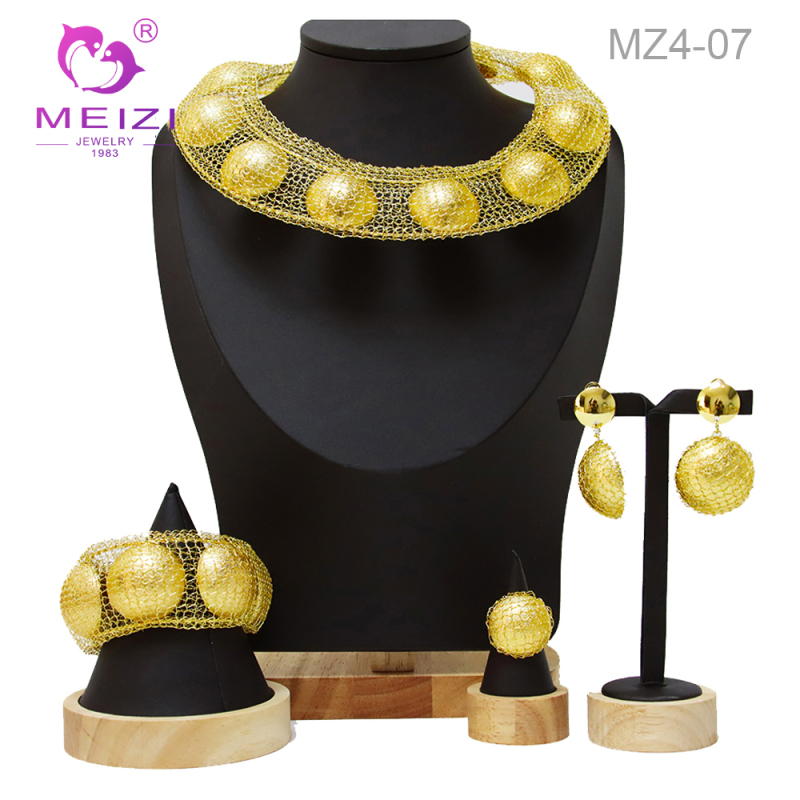 Ensembles de bijoux collier indien plaqué or 24 carats pour femmes