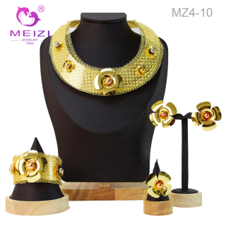 Ensemble de bijoux de mariée plaqué or 18 carats à la mode indienne de Dubaï