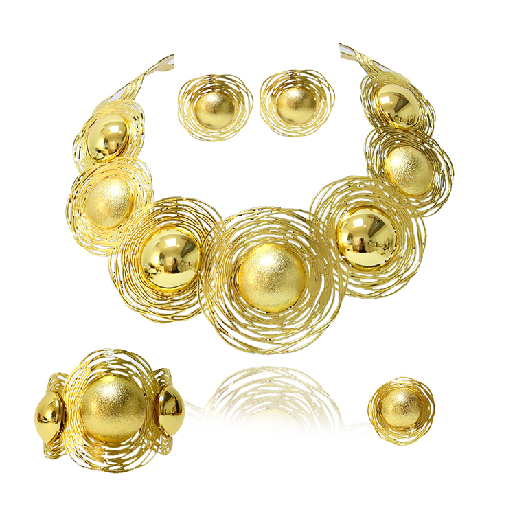 Dubai Gold Jewelry For Women Banquet Wedding Party Jewelry Sets