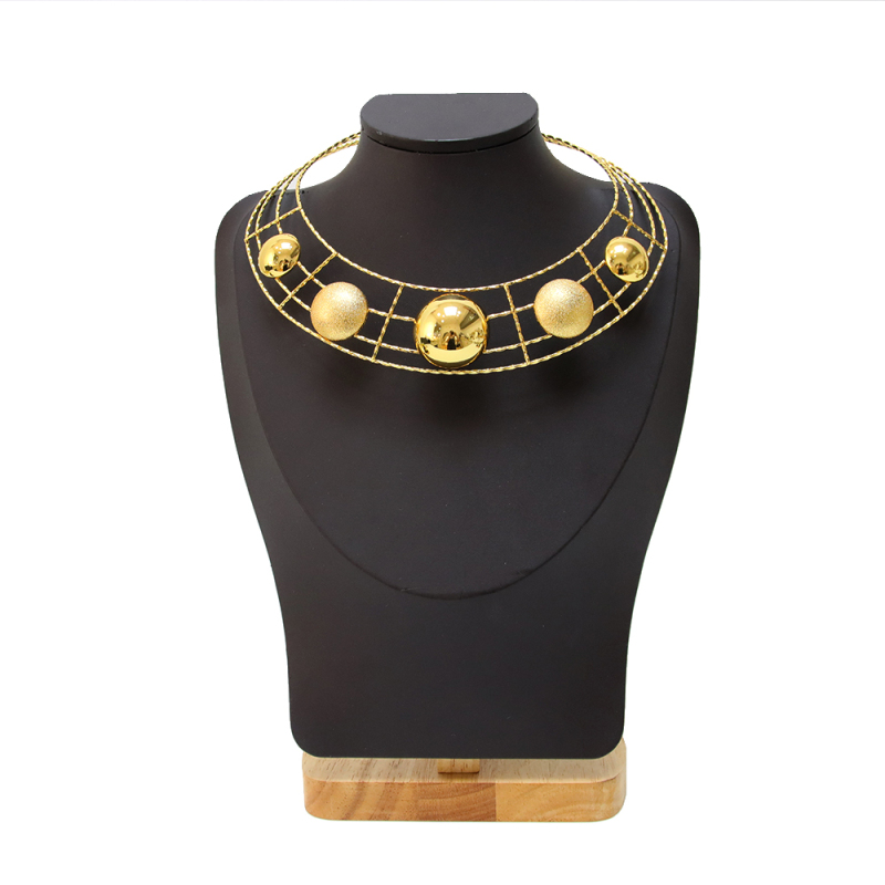 Conjunto de joyas de banquete de boda redondo chapado en oro de Brasil