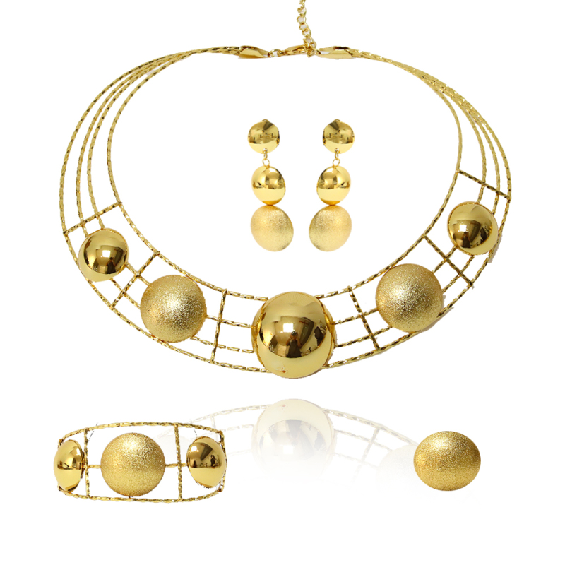 Conjunto de joyas de banquete de boda redondo chapado en oro de Brasil