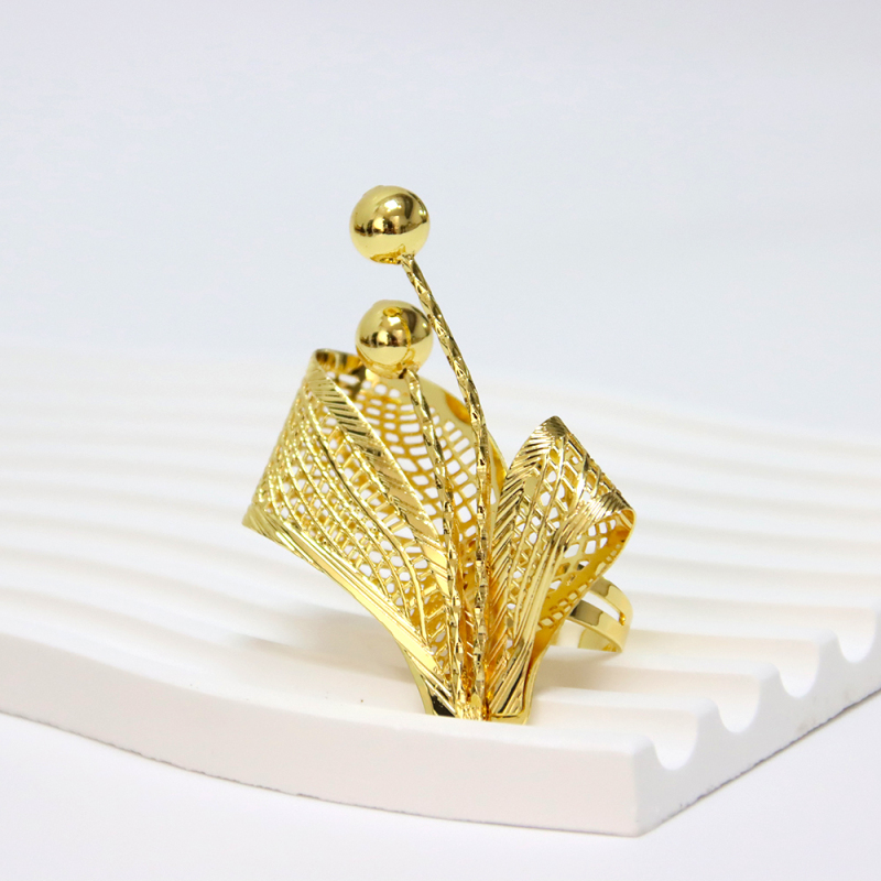 Gold Plated Big Necklace Bracelet Earring Ring Jewelry Sets