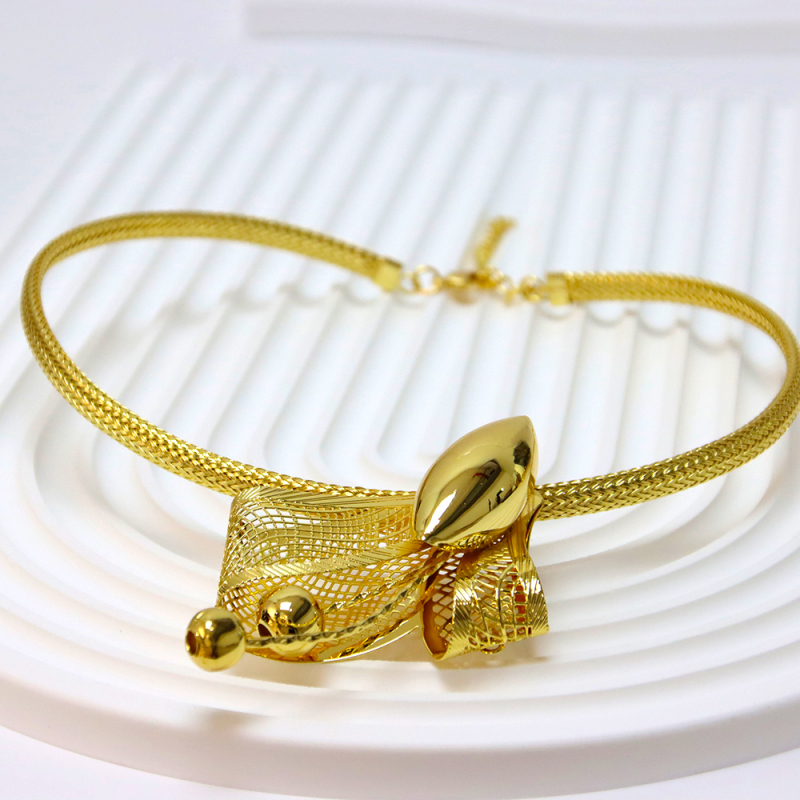 Gold Plated Big Necklace Bracelet Earring Ring Jewelry Sets