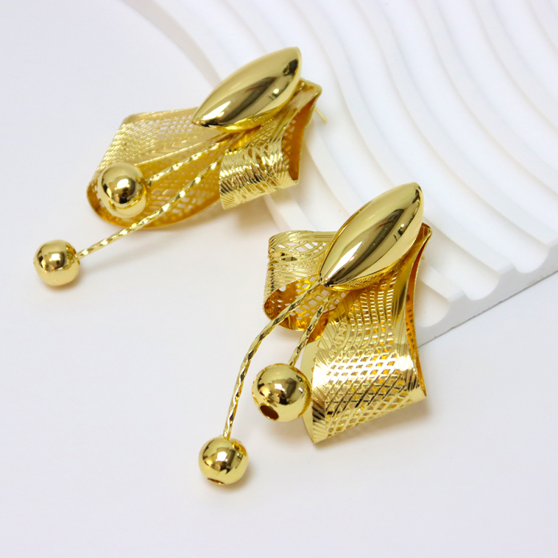 Gold Plated Big Necklace Bracelet Earring Ring Jewelry Sets